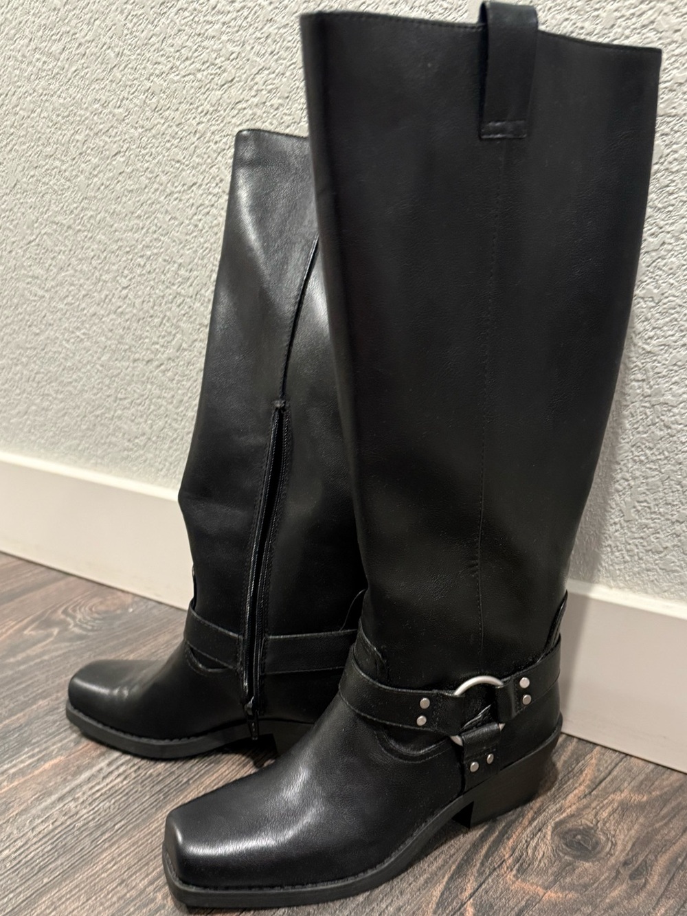 Universal Thread Black Leather Combat Moto Boots